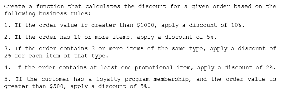example of a prompt that calculates the discount based on some business rules