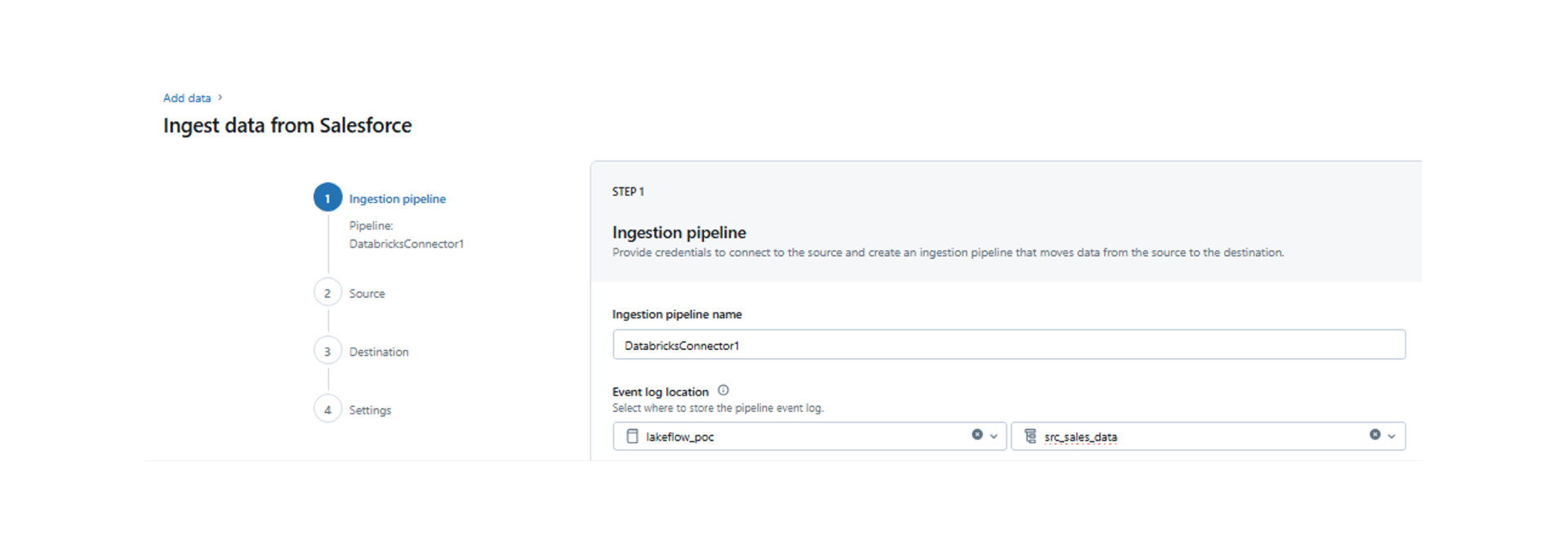 Ingest data from Salesforce - Ingestion pipeline