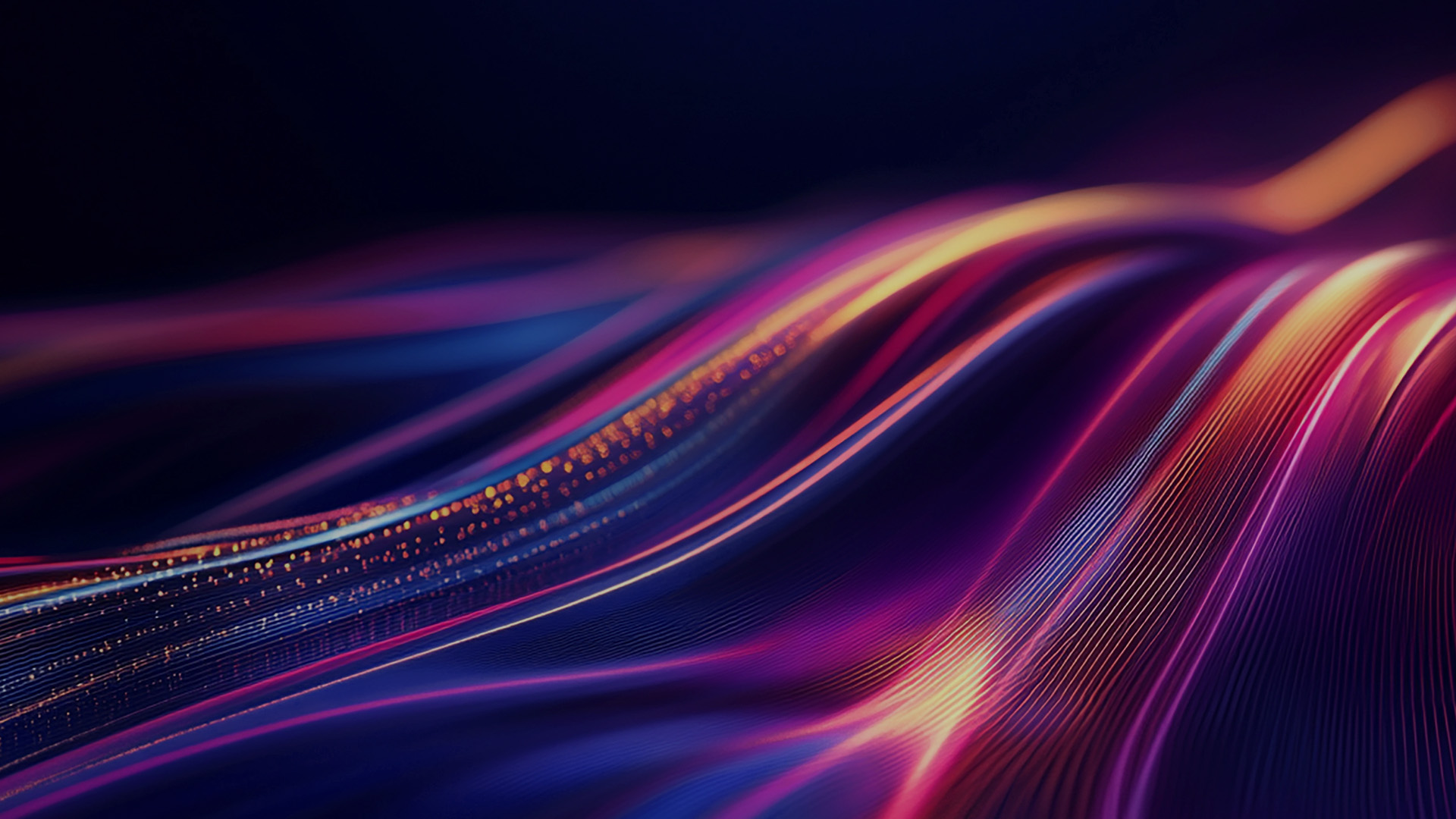 Abstract flow of digital swooshes blue and orange