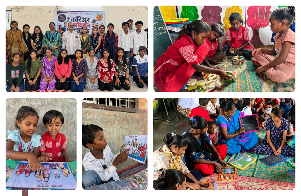 A collage of children and youth engaged in Hexaware CSR education programs 